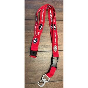Georgia Bulldogs Lanyard Red NCAA Team Logo with Bottle Opener Carabiner Clip